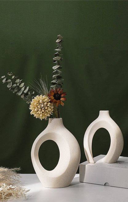 Hollow Nordic Modern Ceramic Vase Set of 2