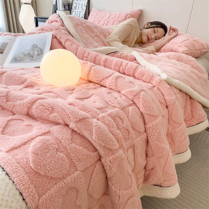 Warm Winter Blanket With Heart Pattern