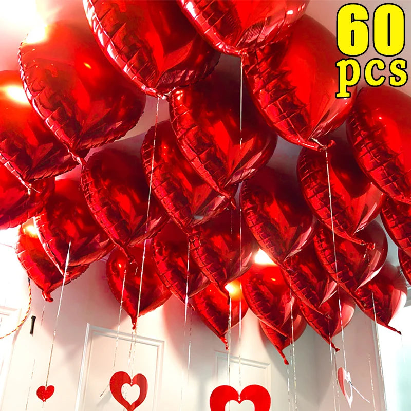 60-5PCS Red Heart Foil Balloons