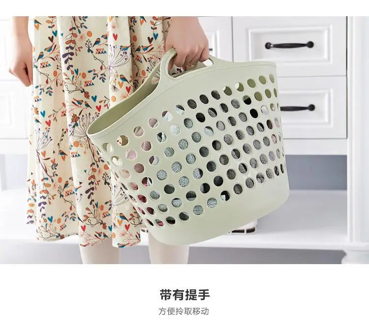 Household plastic laundry basket