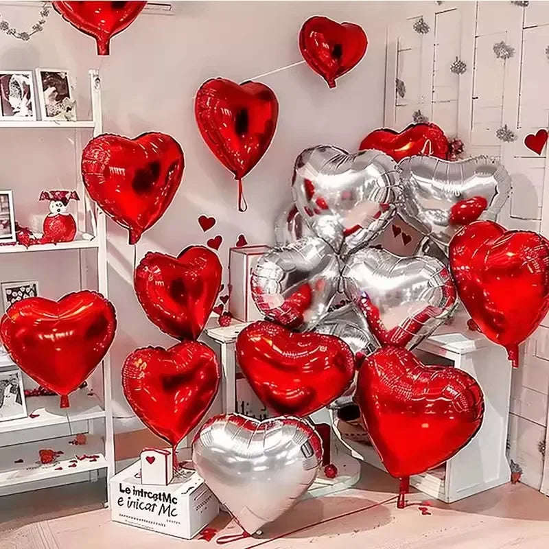 60-5PCS Red Heart Foil Balloons