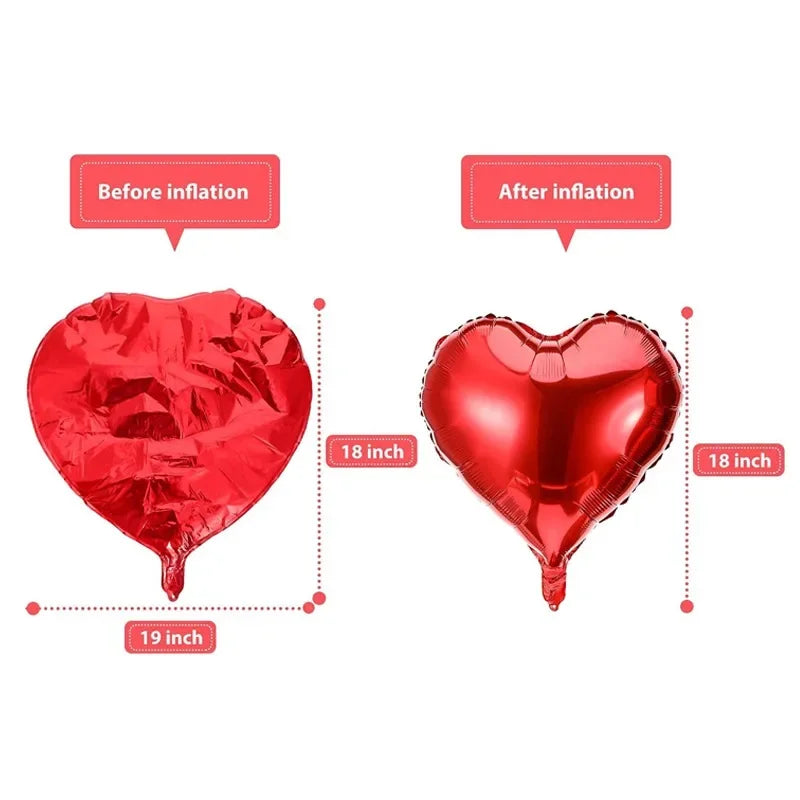 60-5PCS Red Heart Foil Balloons