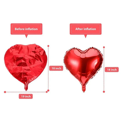 60-5PCS Red Heart Foil Balloons