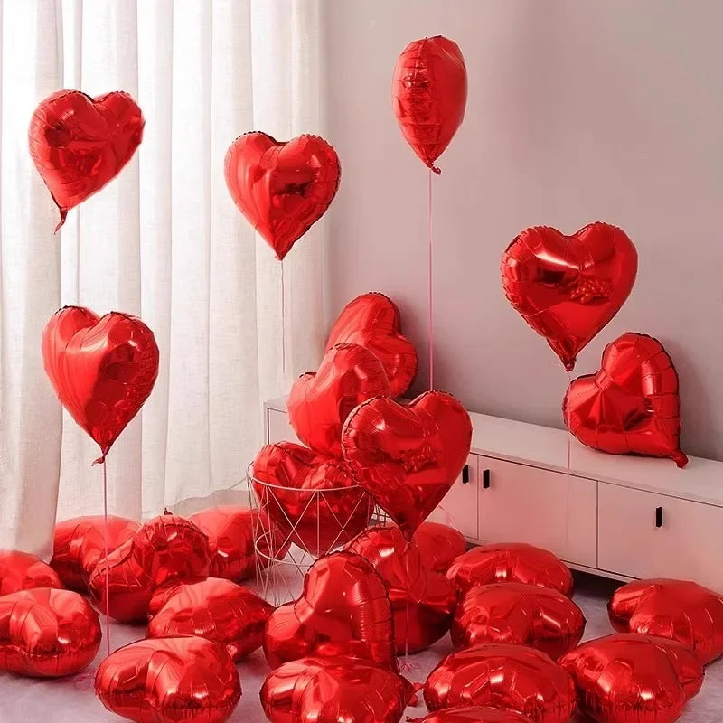 60-5PCS Red Heart Foil Balloons