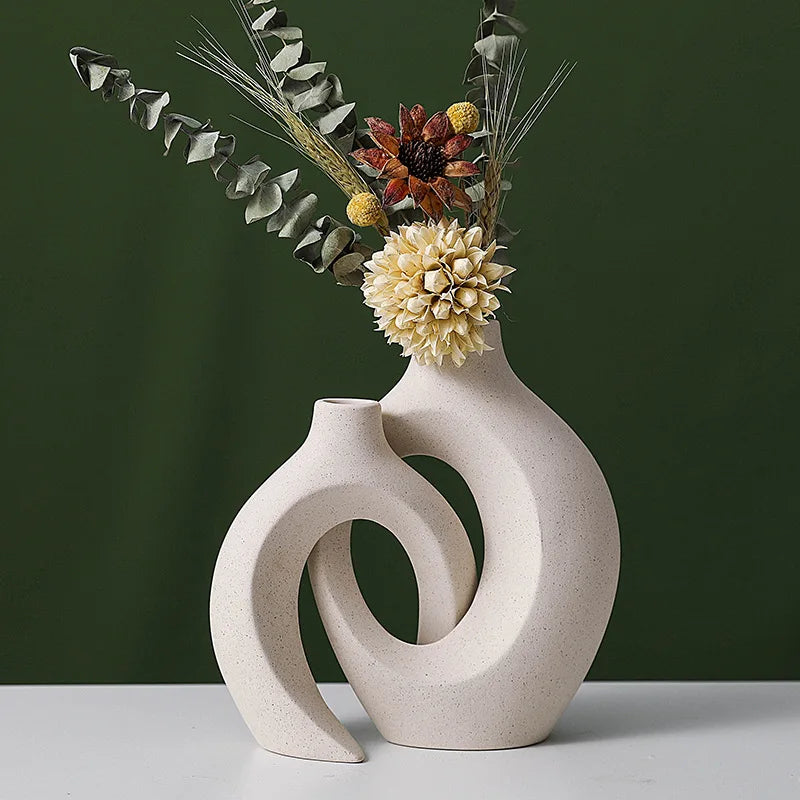 Hollow Nordic Modern Ceramic Vase Set of 2