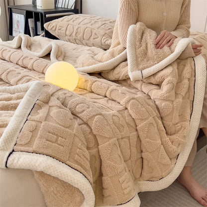 Warm Winter Blanket With Heart Pattern