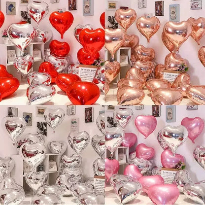 60-5PCS Red Heart Foil Balloons