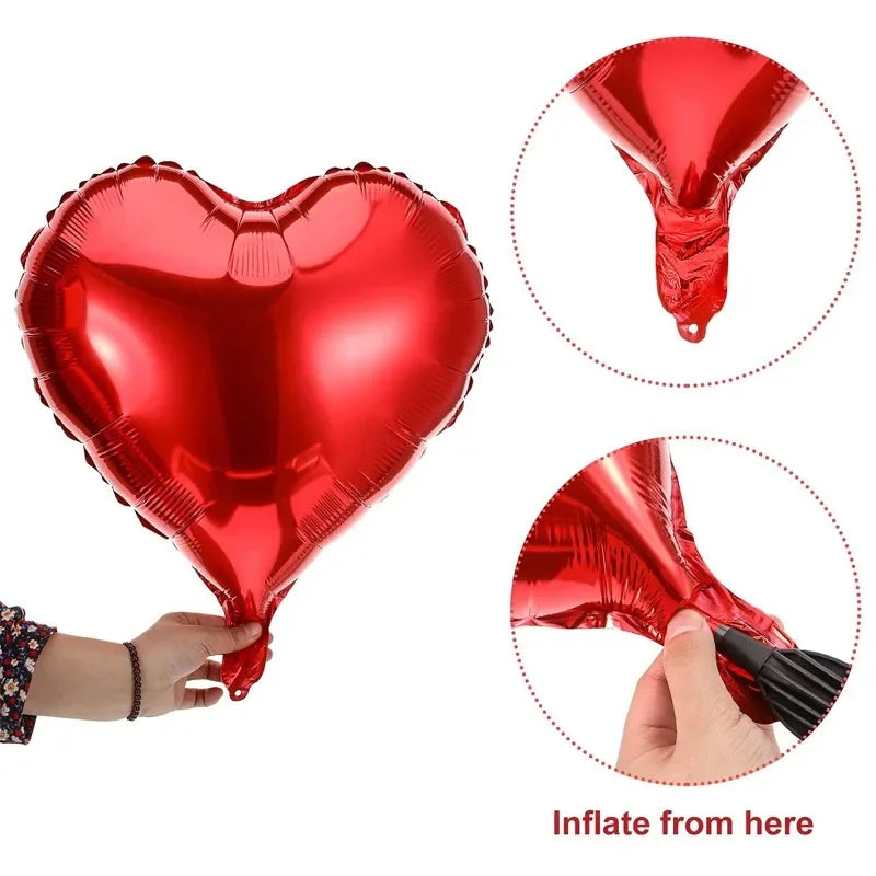 60-5PCS Red Heart Foil Balloons