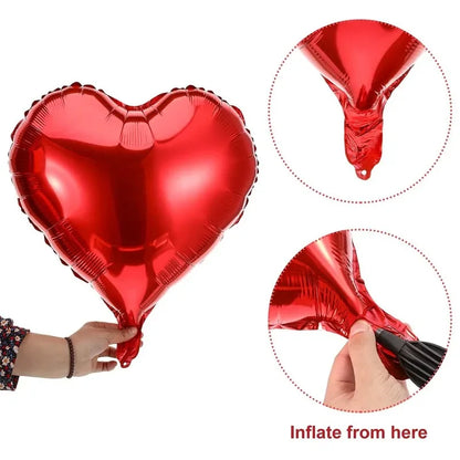 60-5PCS Red Heart Foil Balloons