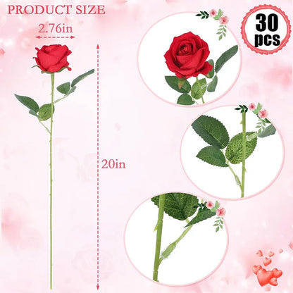 30 Pcs Rose Artificial Flowers