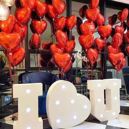 60-5PCS Red Heart Foil Balloons