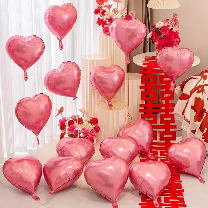 60-5PCS Red Heart Foil Balloons