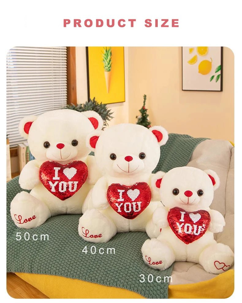 "I ♡ YOU" White Teddy Bear