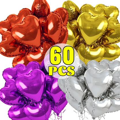 60-5PCS Red Heart Foil Balloons